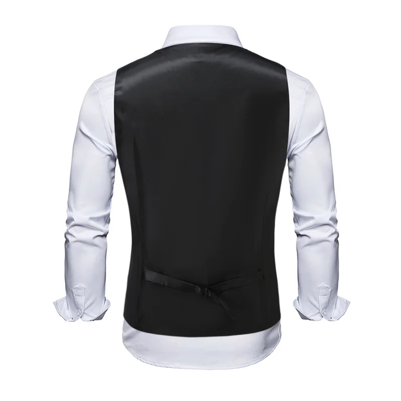 New Men Jacquard Splicing Thin Loose Suit Vest Fashion Homme Wedding Dance Party Dress Waistcoat Free with Tie