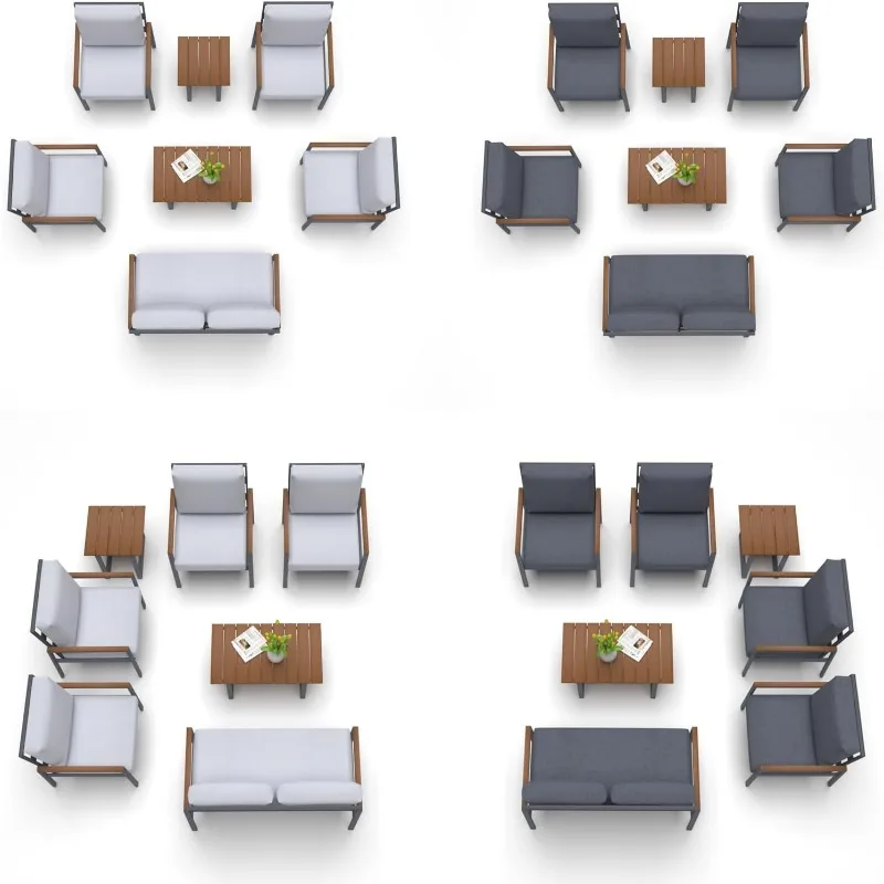 4-Piece Sofa Set with High Backrests, Off-White Cushions and a Chic Table - Outdoor Conversation  Easy Install, Rust-Proof