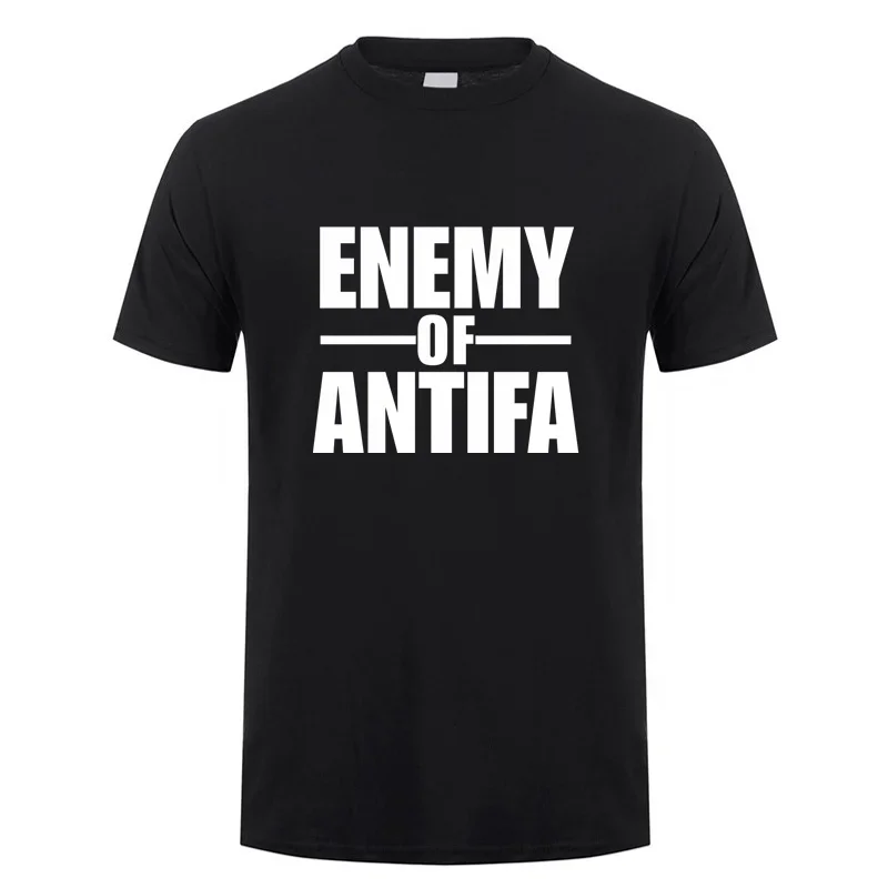 تي شيرت Enemy of ANTIFA تي شيرت مضحك مضاد للرجال من البوليستر يسمح بمرور الهواء للرياضة، ملابس غير رسمية، ملابس سهلة الحفاظ على حجم أوروبي #1