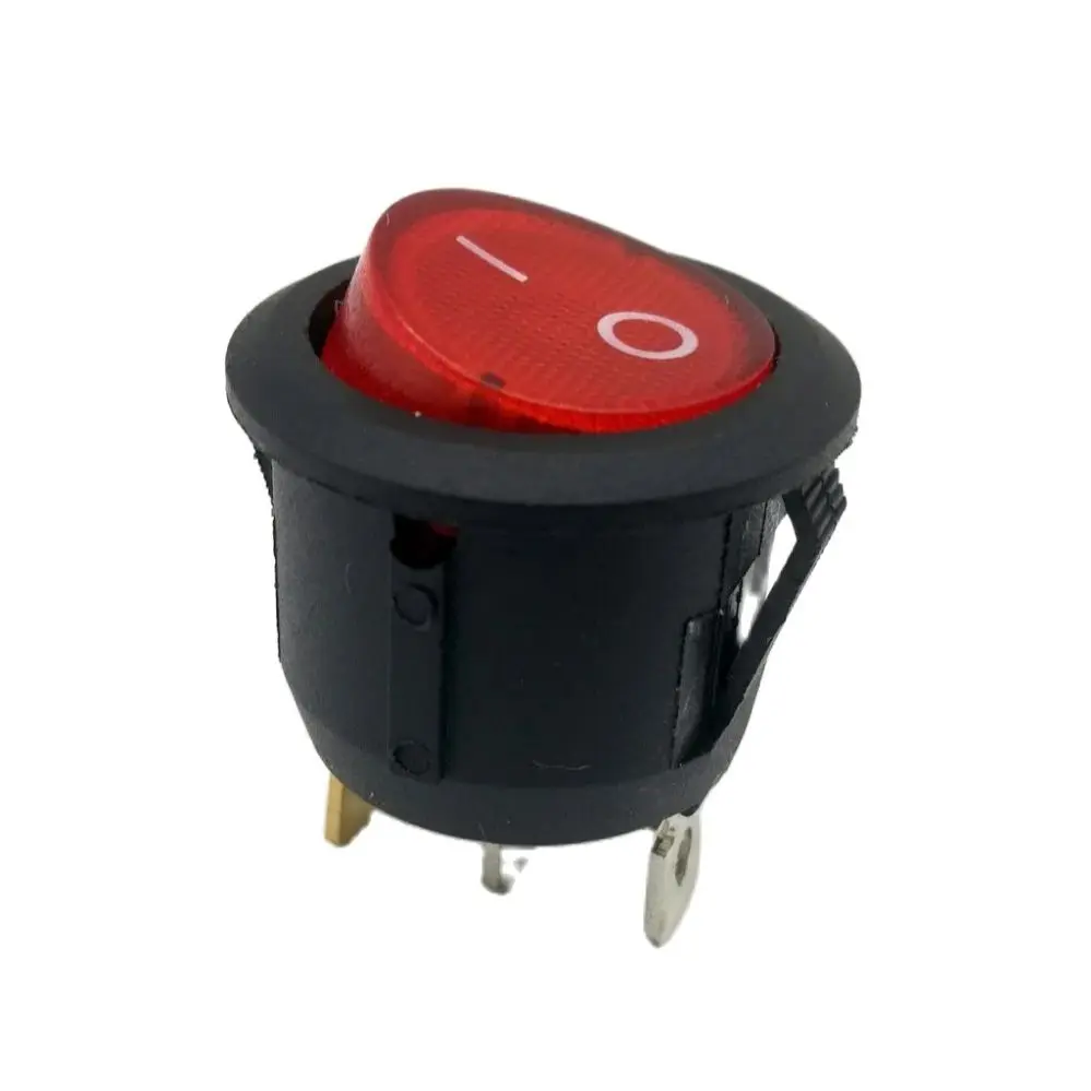 10PCS/LOT AC 6A/250V Red Light ON-OFF SPST Round Button Dot Boat Car Auto Rocker Switch