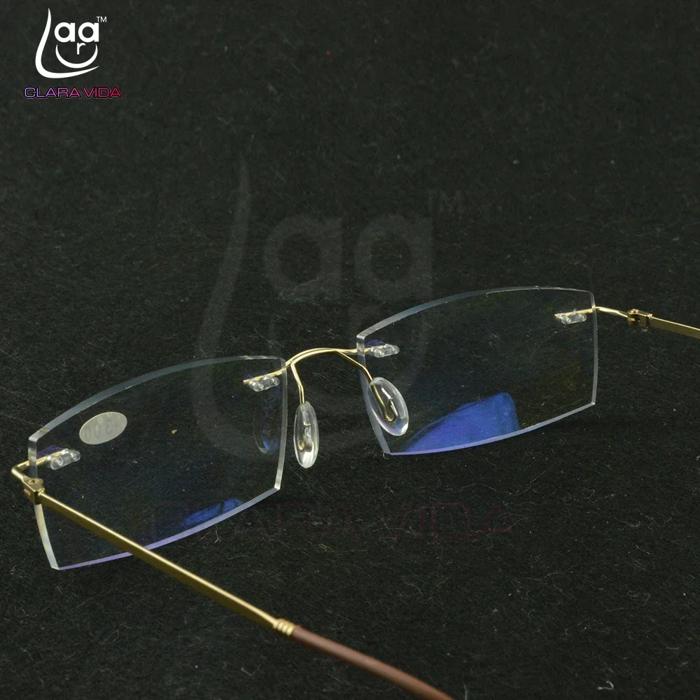 Titanium Frame Ultra Light Memory Gold Frame Coating Lenses Men Women Rimless Reading Glasses  0.75  1  1.5  1.75  2  2.25 To  4