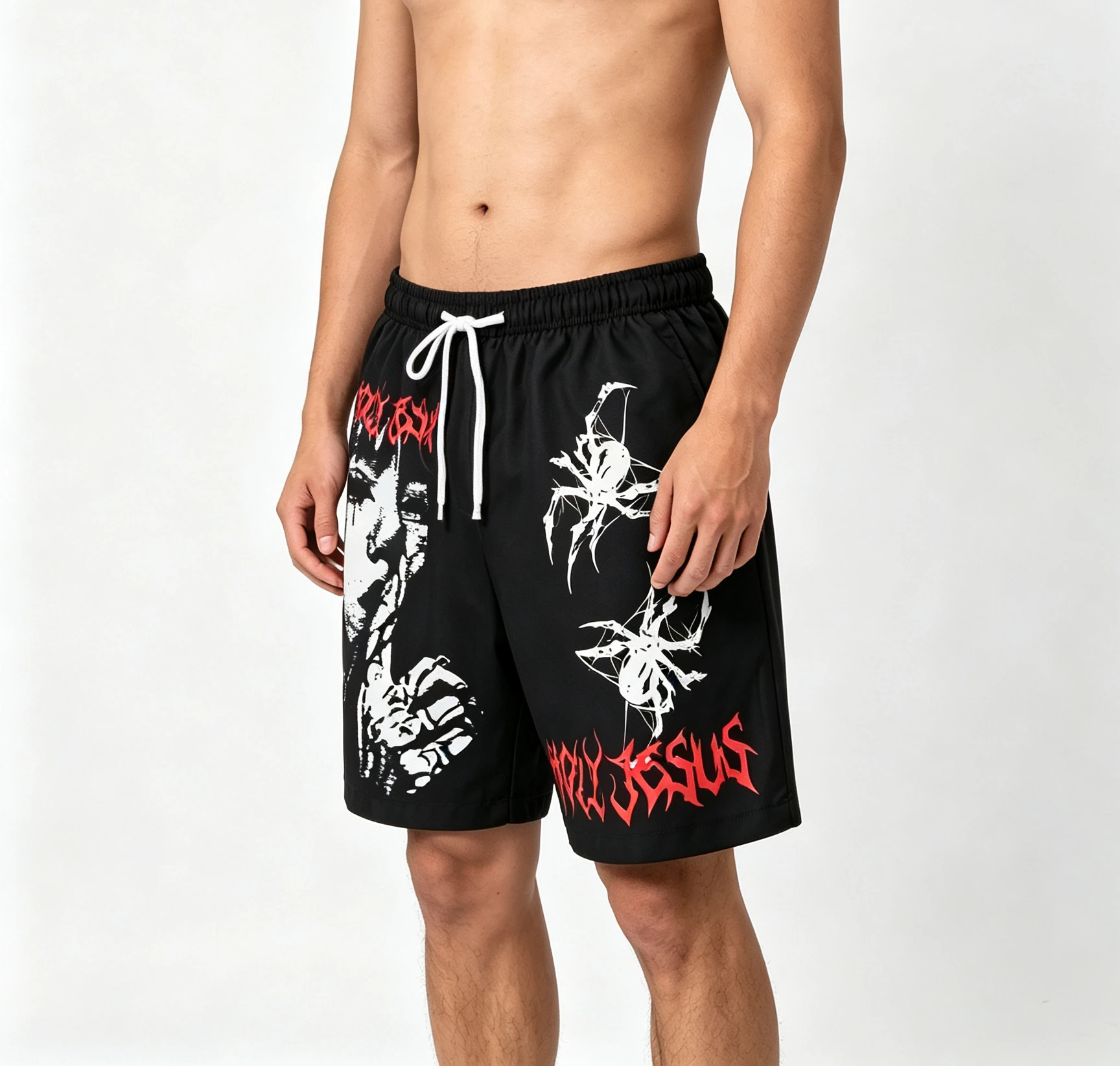Summer Outdoor Sports Casual Fashion Comfortable and Simple Spider Pattern Printed Men's Shorts Trend Thin Vacation Shorts Moto