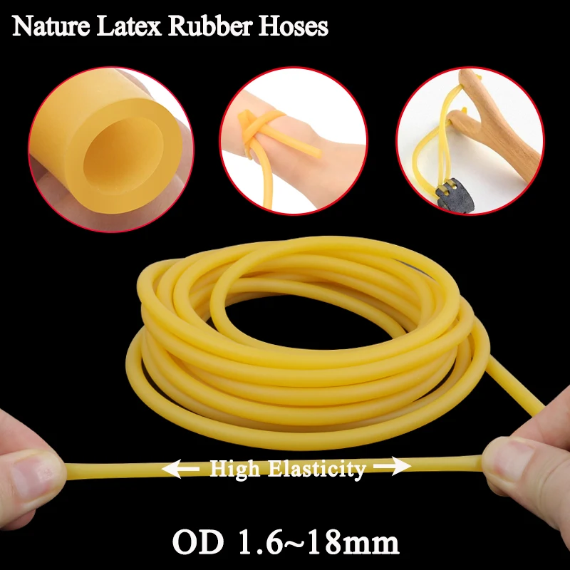 

1~10M Yellow Nature Latex Rubber Hoses IDxOD 1.6~10mm High Resilient Surgical Medical Tube Slingshot Catapult Elastic Band