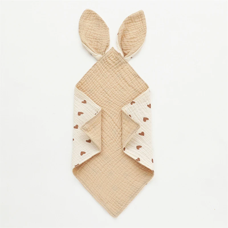 Cute Rabbit Ears Baby Muslin Cotton Comforter Blanket Soft Newborn Sleeping Toy Kid Sleep Soothe Appease Towel Bibs Saliva Towel