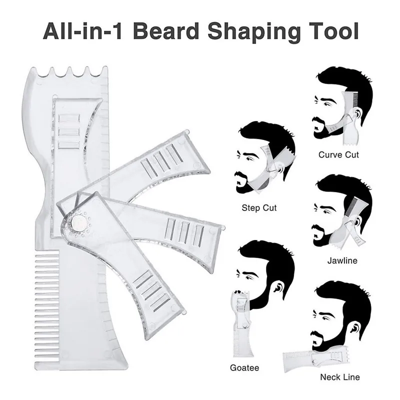 1pcs Adjustable Beard Shaping Tool with Comb Beard Styling Template Tool for Trimming Hairline Neckline Goatee for Men