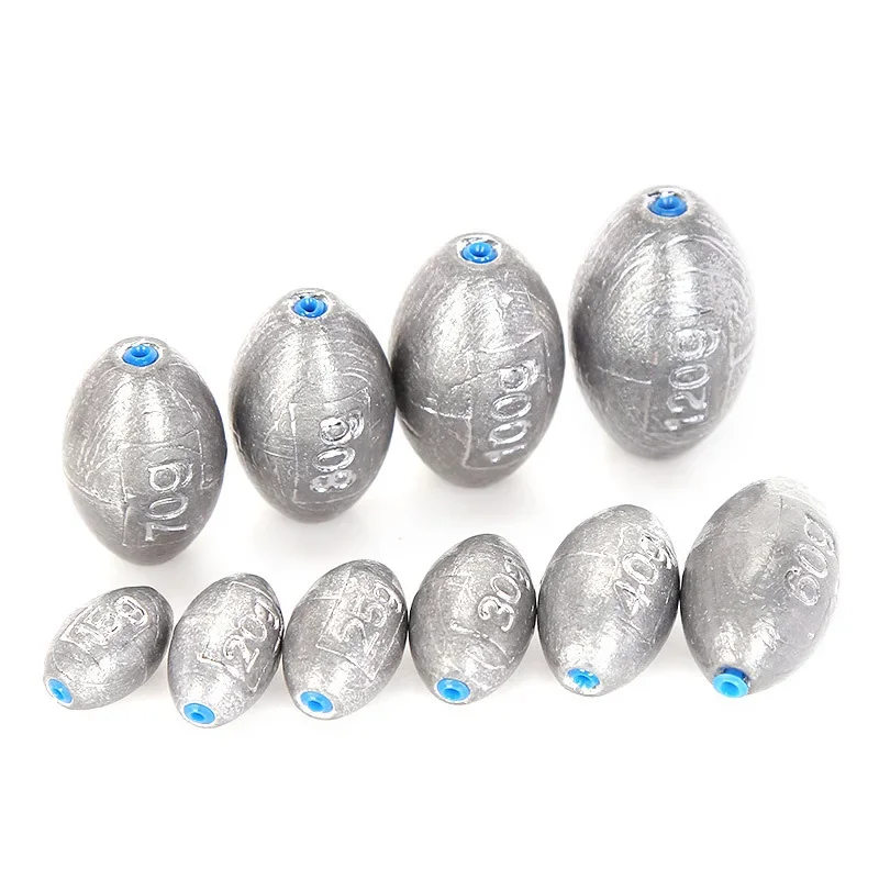 Fishing Weight Sinker Fishing Olive Shape Rig Sinkers Fishing Weights Split Shot Sink with Scale Tackle Tool Accessories