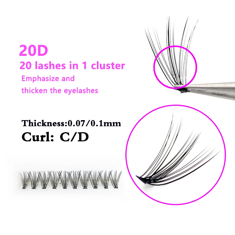 Top Grade Masscaku Synthetic Soft Silk Heat Bonded Individual Lashes C D Curl Clusters Lash Extensions Russian Volume Eyelashes