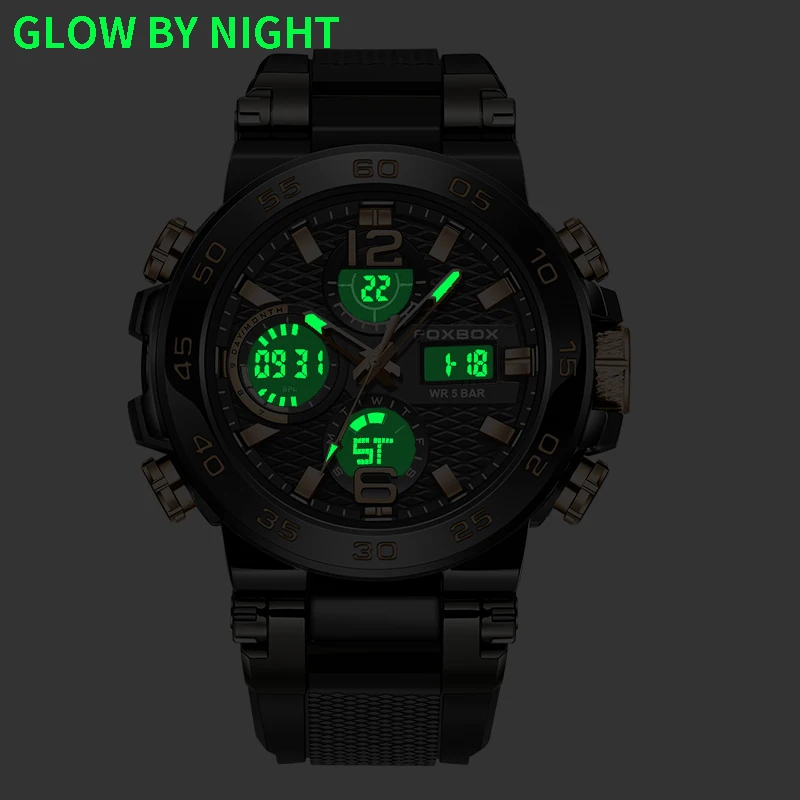 Foxbox Digitaal Heren Militair Horloge Waterdicht Polshorloge Led Quartz Klok Sporthorloge Mannelijke Grote Horloges Man Relogios Masculino