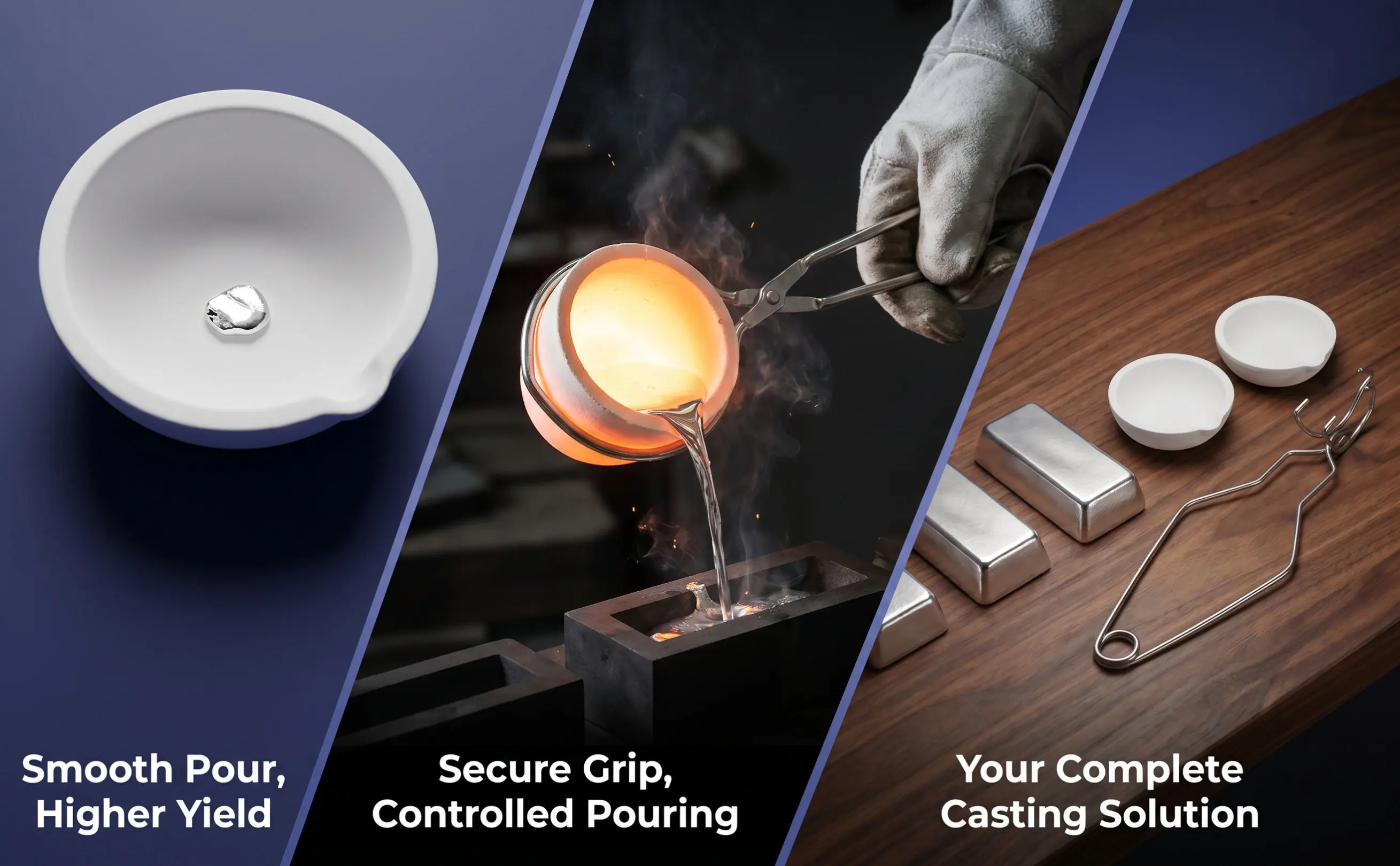 Crucible Set Includes Quartz Melting Dishes Crucible Tong for Gold Silver Jewelry Melting Metal Smelting Casting Kit