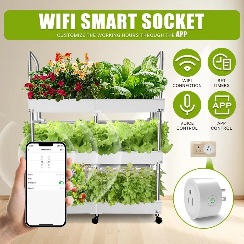 مجموعة نظام الزراعة المائية الداخلي الكبيرة المكونة من 3 طبقات مع أضواء للنمو، ومضخة مياه مزدوجة للحديقة الداخلية، و72 كبسولة كبيرة للخضروات H