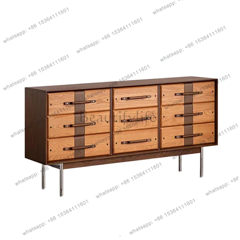 

Medieval solid wood nine chest cabinet living room storage retro dining side cabinet