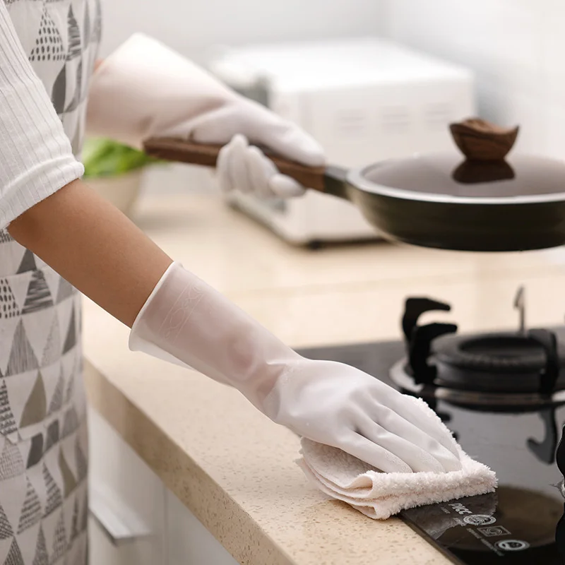 Guantes de goma para lavar platos y cocina, manoplas impermeables para limpieza del baño y el hogar, duraderos, 1 par