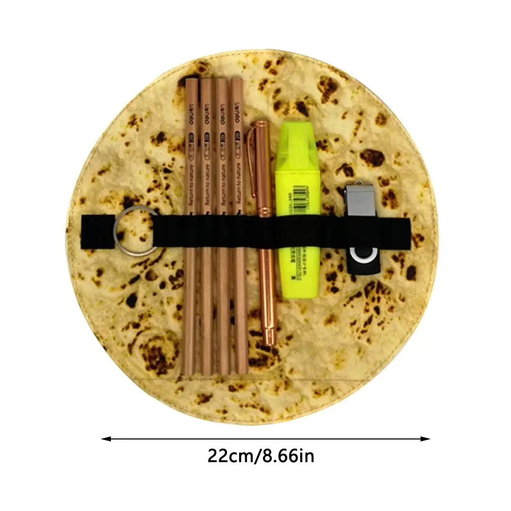 Criativo Tortilla Roll Pencil Case, Bolsa de lápis engraçado, Saco de suporte de lápis portátil, Material escolar de escritório