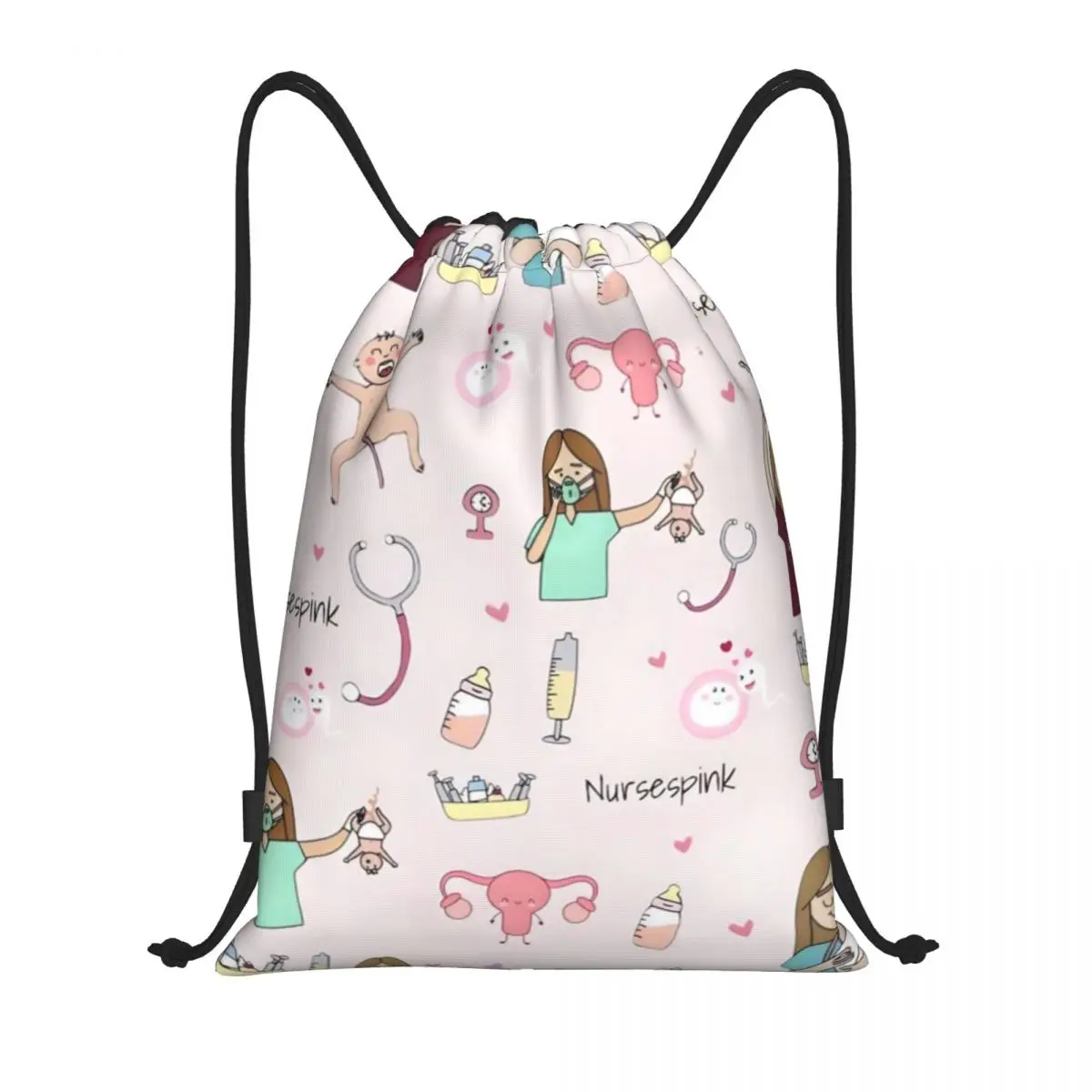 Doctor Nurse Medical Medicine Enfermera En Apuros Drawstring Backpack Women Men Gym Sport Sackpack Portable Shopping Bag Sack