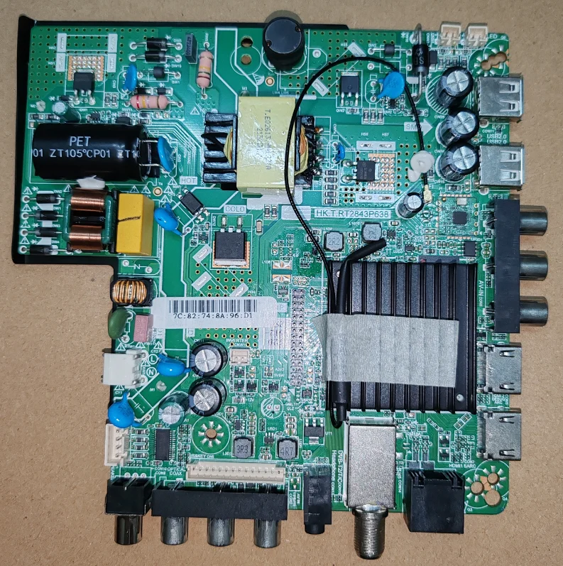 

HK.T.RT2843P638 Three in one WiFi network TV motherboard, tested well, physical photo for 1366X768 1+8G 36--41v 600ma