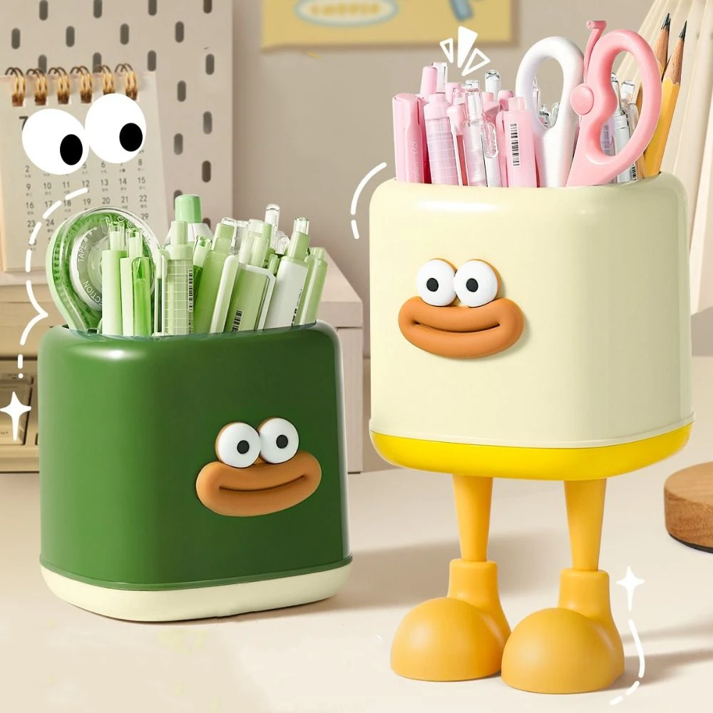 Interesting Student Pen Holder Multi-function Makeup Brush Pencil Storage Box Tabletop Storage Plastic Stationery Organizer