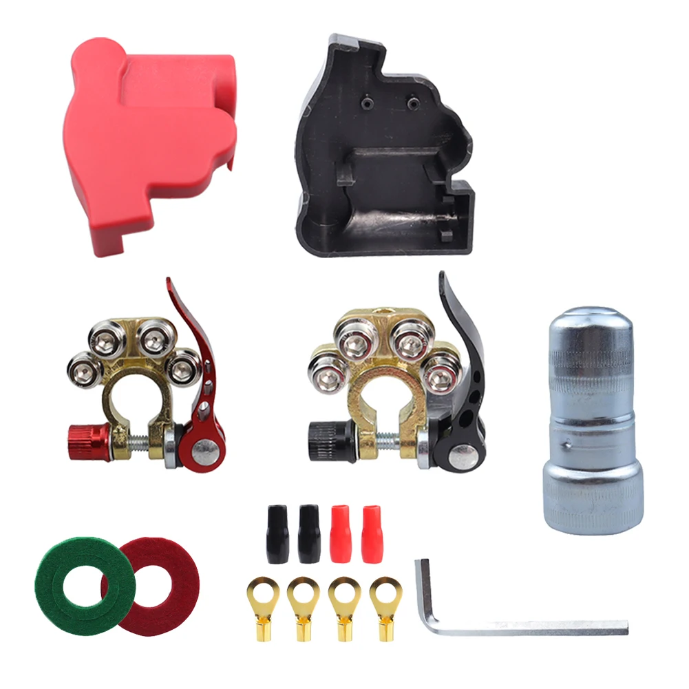 Car Battery Terminal Pure Copper Battery Clamp Connector Positive Negative Wire Cable Clamp with Hex Wrench for Truck Sedan Van