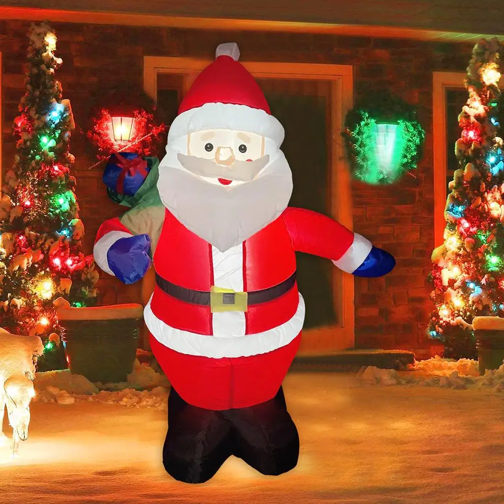 Inflatable Santa Claus Toys 120cm Polyester Christmas Decor for Courtyard Lawn EU Adaptor