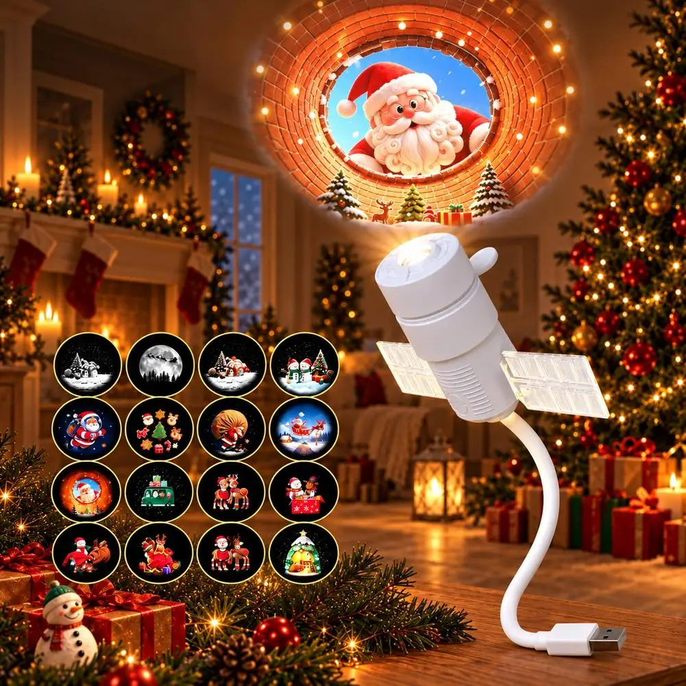Car Starry Sky Projector Lamp USB Powered Galaxy Night Light With 8‑16 Galaxy Film Flexible Neck Auto Ceiling Romantic Lighting