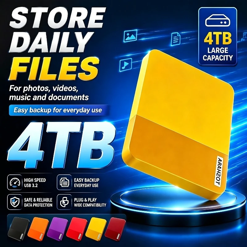 Multi-color selection Portable 4TB External Hard Drive High Speed Disk For Laptop Desktop Mac Android Phone Mobile Data Backup