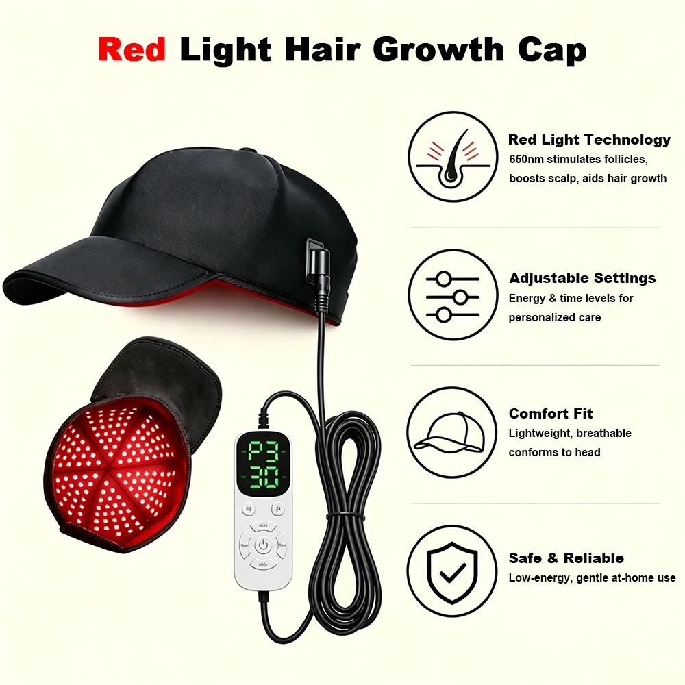 Red Light Therapy Cap 180 LED Hair Care Hat 5 Modes Scalp Nourishing Device for Thinning Hair Daily Head Care
