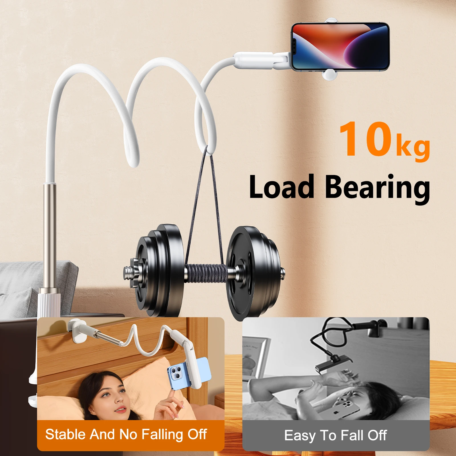 Dudukan Ponsel Leher Angsa Eary untuk Tempat Tidur Braket Malas Dudukan Fleksibel Lengan Panjang Dapat Disesuaikan untuk Meja Ponsel Kickstand Universal