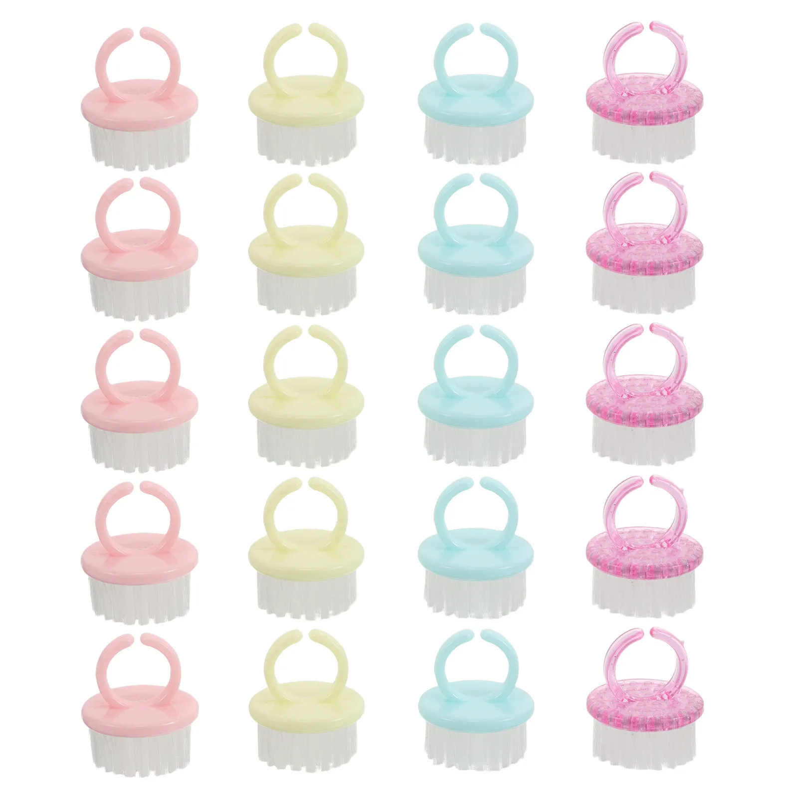 

20 шт. портативных щеток для чистки ногтей, мини-щетки для маникюра, мягкие круглые пластиковые щетки для удаления пыли, инструмент для чистки ногтей, для путешествий и использования в салонах