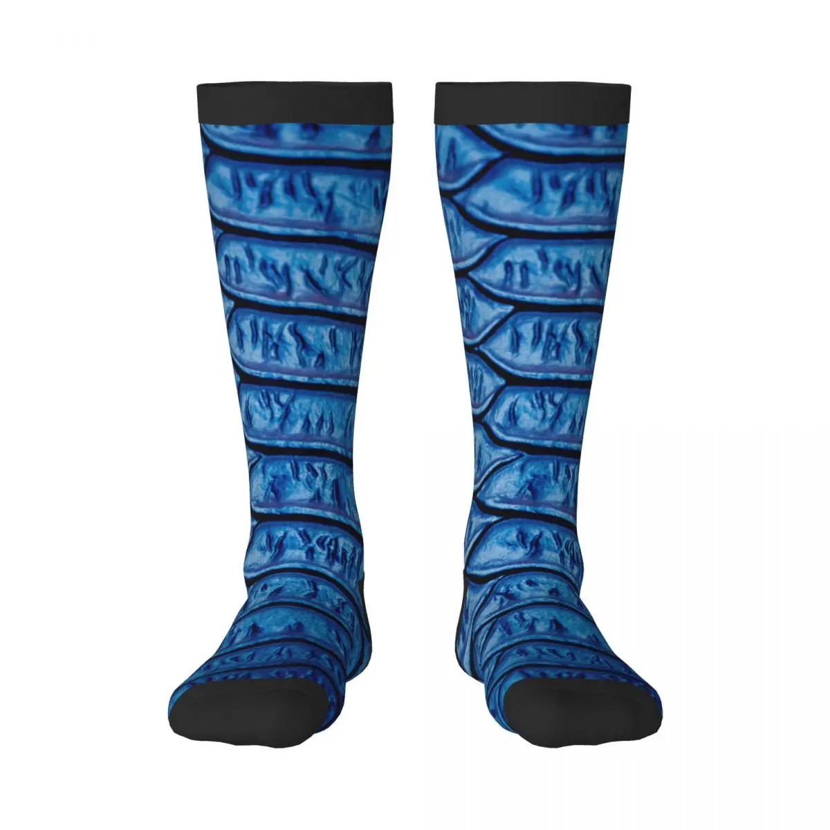 1 Pack Snake Skin Pattern Alligator In Blue Artwork Print Over-knee Long Socks Middle High School Socks