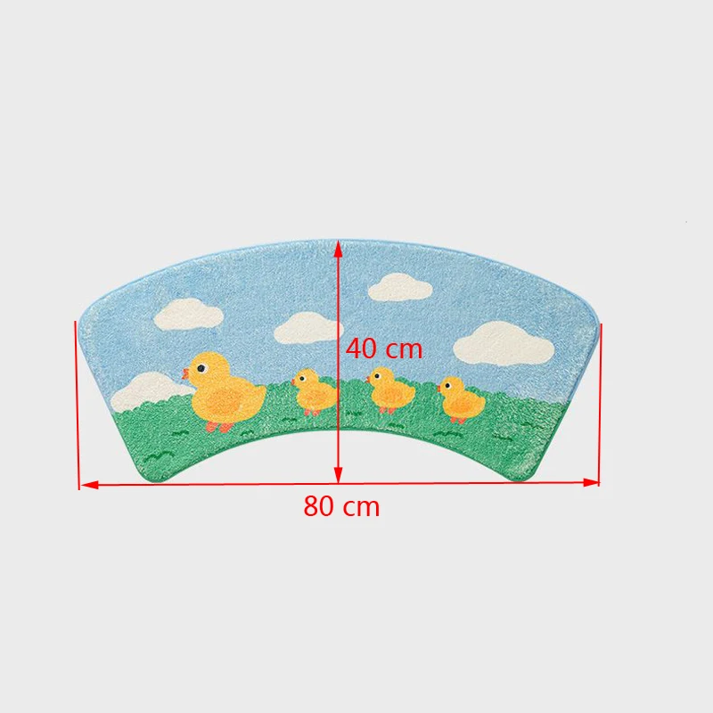 Shower Room Semi-circular Arc Plush Floor Mat Cartoon Pattern Bathroom Non-slip Mat Toilet Fan-shaped Water-absorbent Foot Pad