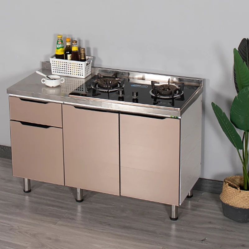 Solid Wood Stove Kitchen Cabinets modern Kitchen Furniture Simple kitchen Cabinet Household Overall Stainless Steel Sink Cabinet