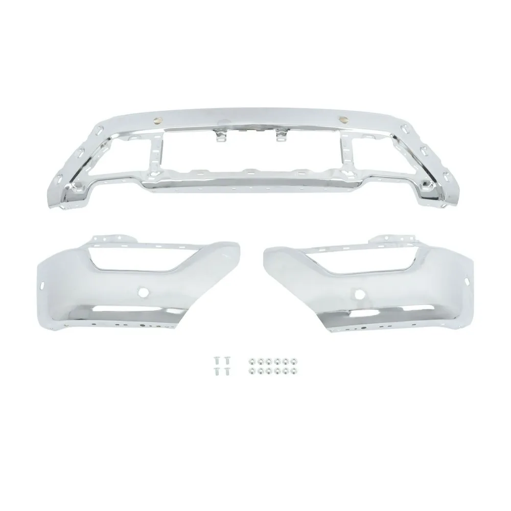 New For Ford F-150 2021-2023 Chrome Split Bumper Face Bar With 6 Sensor Holes