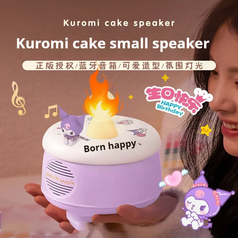 

New Sanrio Cake Speaker Kawaii Kuromi Cinnamoroll Hellokitty Night Light For Kids Birthday Gift Cute Girls Desktop Ornaments Toy