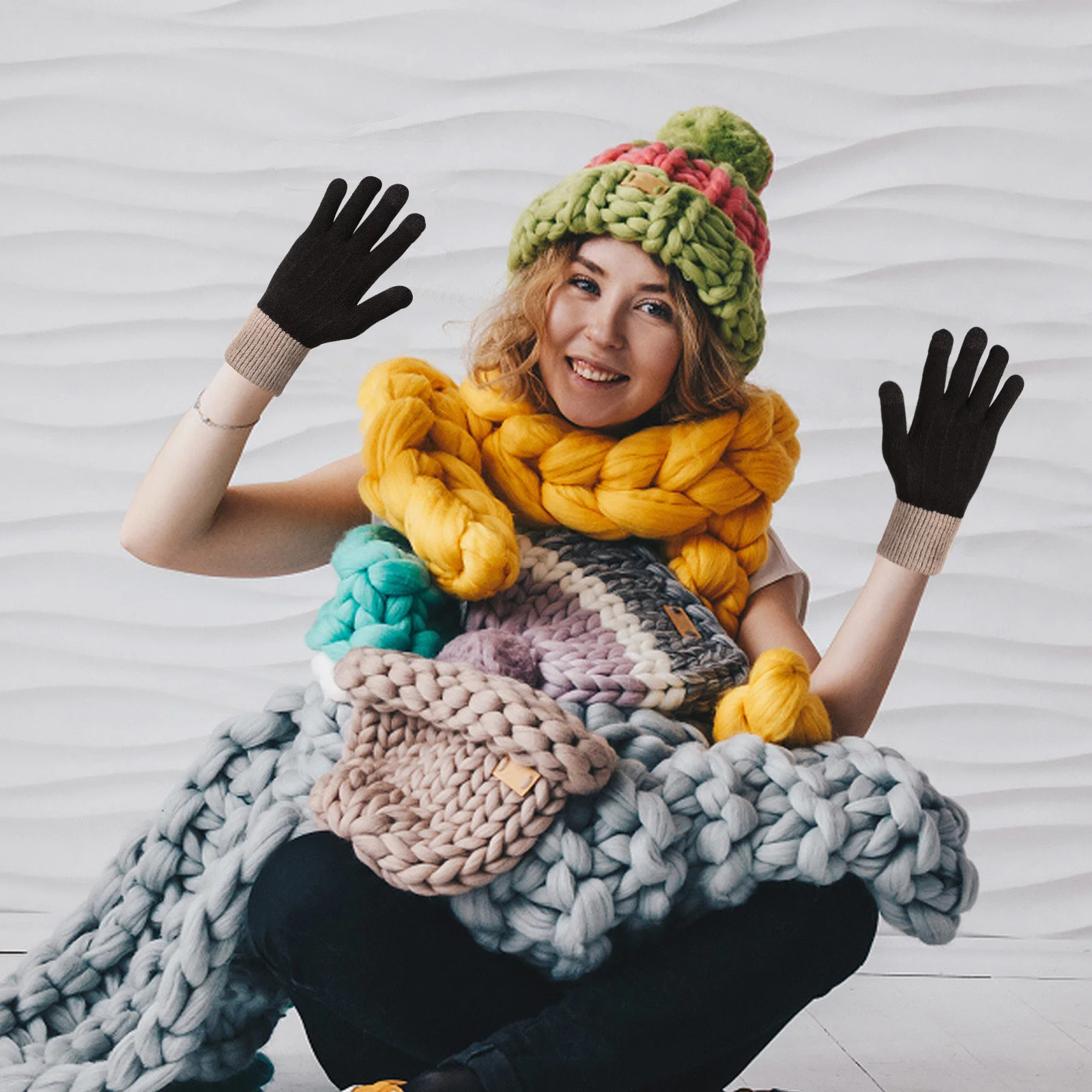 

2Pairs Winter Gloves Touchscreen Warm Thermal Anti Slip for Men Women Fleece Mittens Outdoor Activities Thermal Gloves for Men,