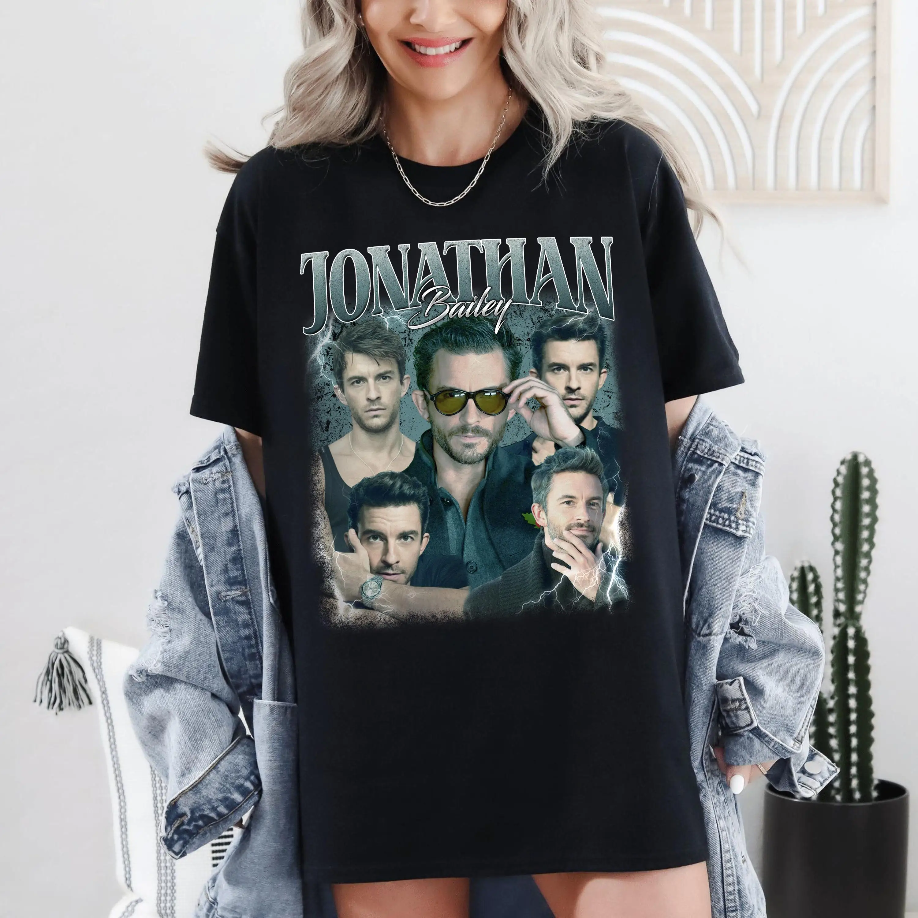 Camiseta Vintage Unisex Jonathan Bailey, Camiseta Holgada y Transpirable para Hombre y Mujer