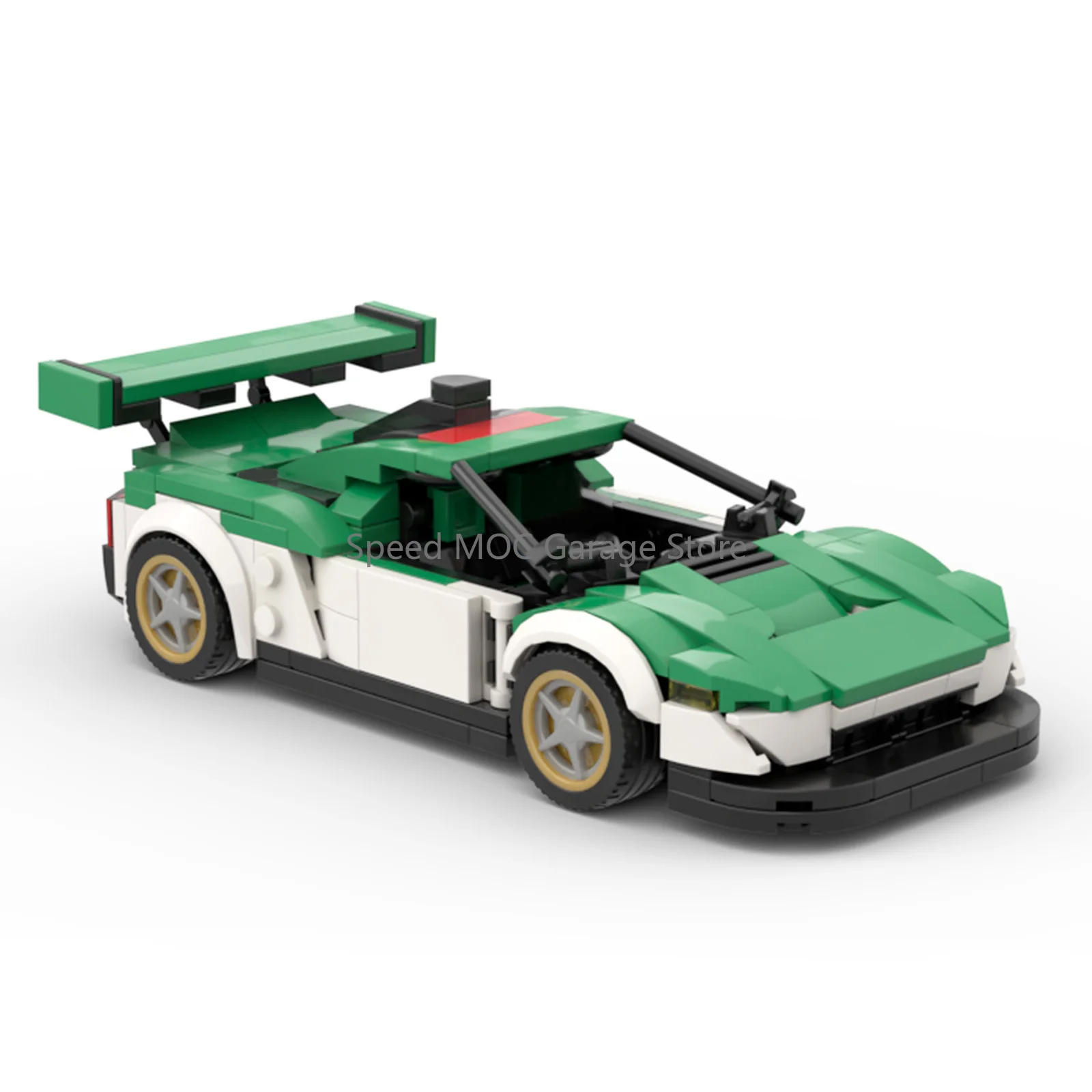 

Green White GT Race Car Building Blocks Kit, MOC Track Sports Vehicle Model, Educational Toy for Car Collectors