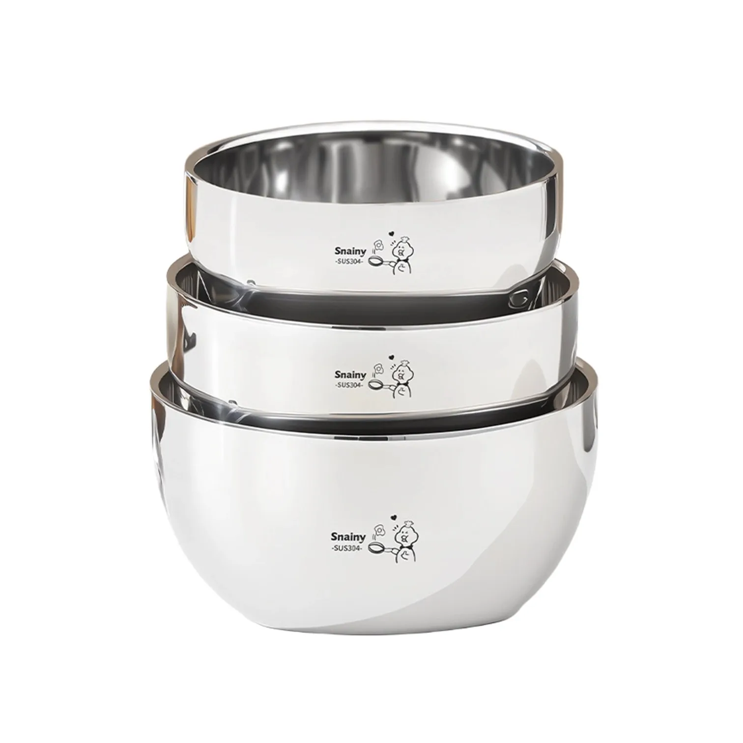 330ml/400ml/530ml Capacity 304 Stainless Steel Bowl Fall Resistant and Heat Insulation Baby Food Container Reflective Tableware