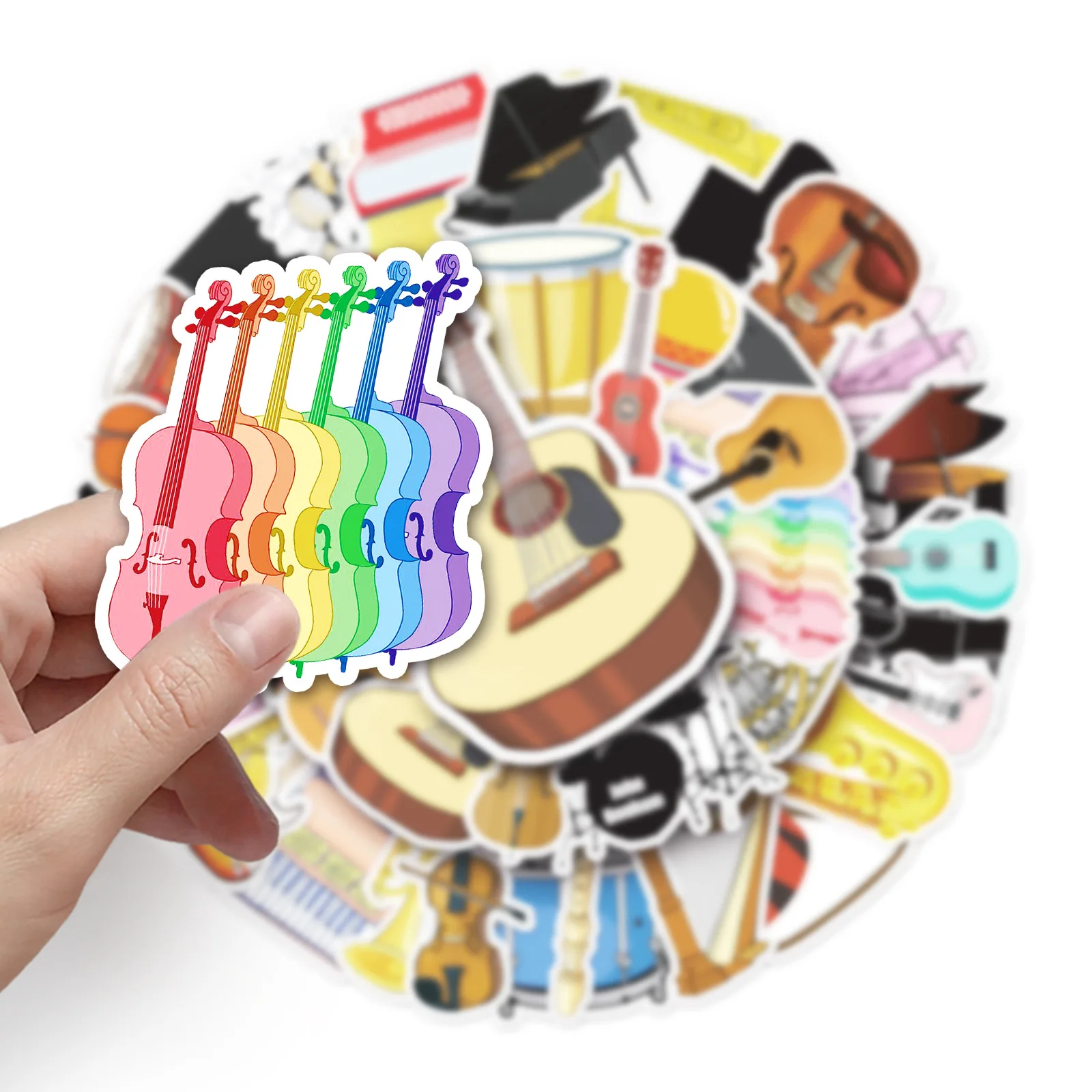 10/30/50PCS Musical Instrument Graffiti Sticker Cartoon Piano Sticker DIY Skateboard Phone Case Luggage Sticker Graffiti Wholesa