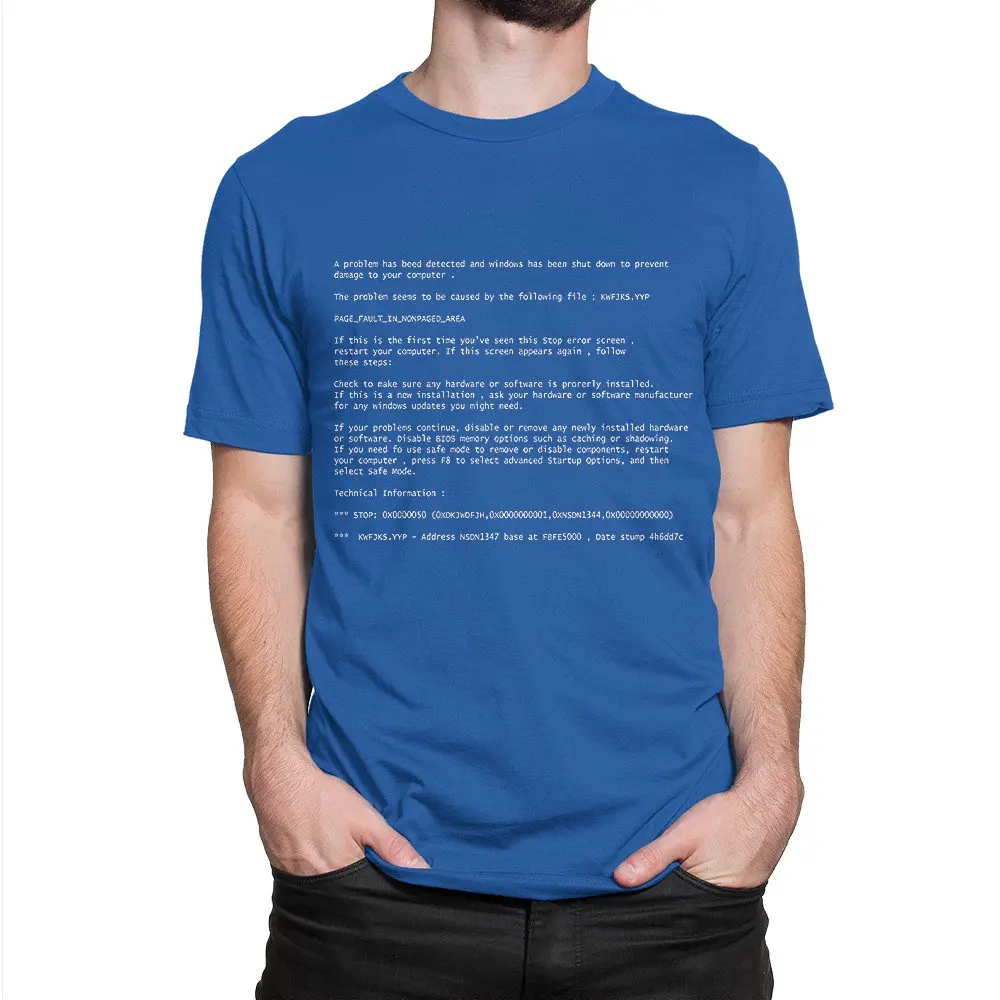 Blue Screen of Death T Shirt  Sizes Cotton wra 030