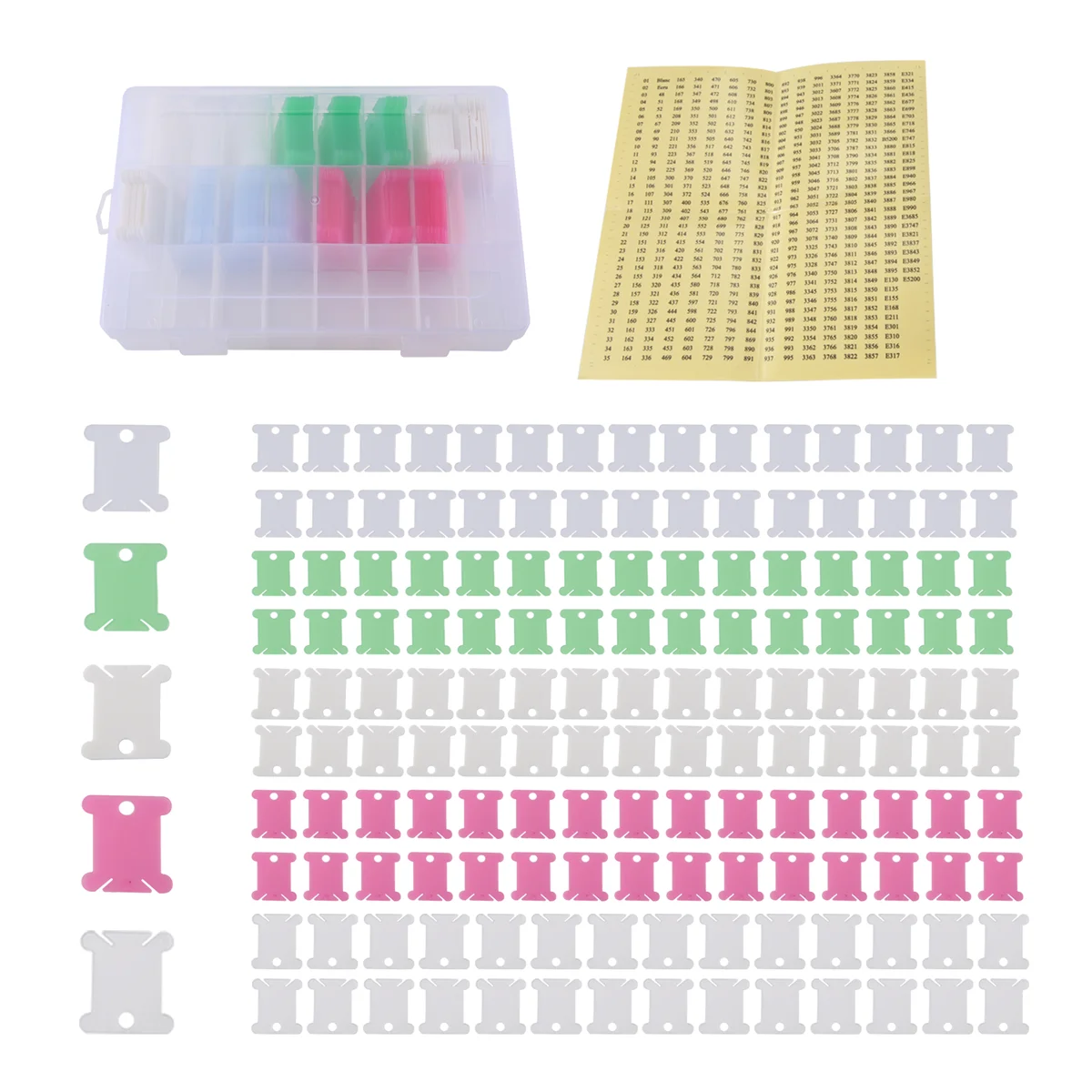 152Pcs Accessories Including Embroidery Thread Bobbins Organizer Box and Floss Number Sticker