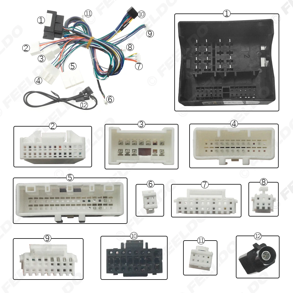 FEELDO Car Audio 16pin Wiring Harness Wire cable For Renault Megane/Fluence/Koleos Stereo Installation Wire Adapter