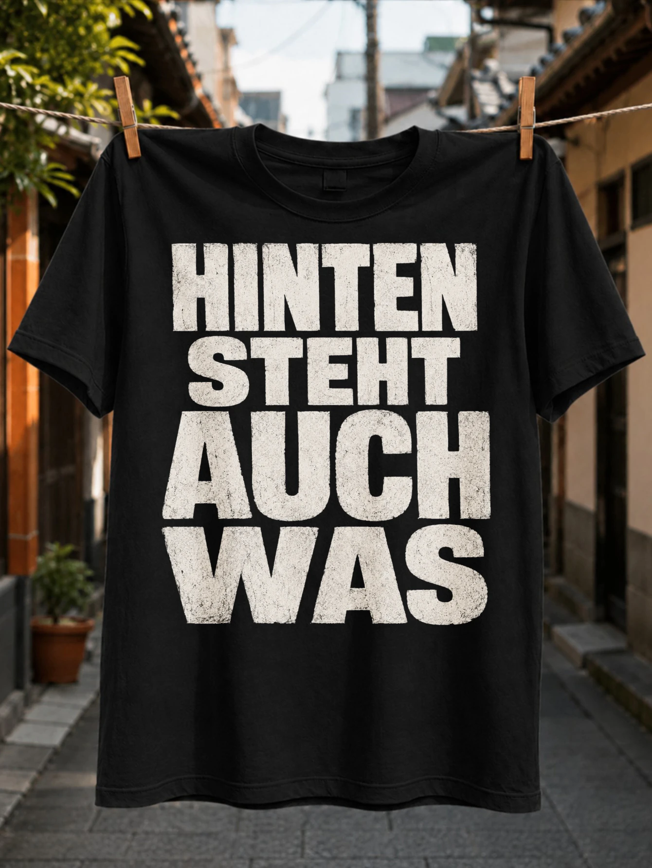 Hinten Steht Auch Was Text Tee large German phraseHinten steht auch wa across the chest minimal  Unisex All T-Shirt
