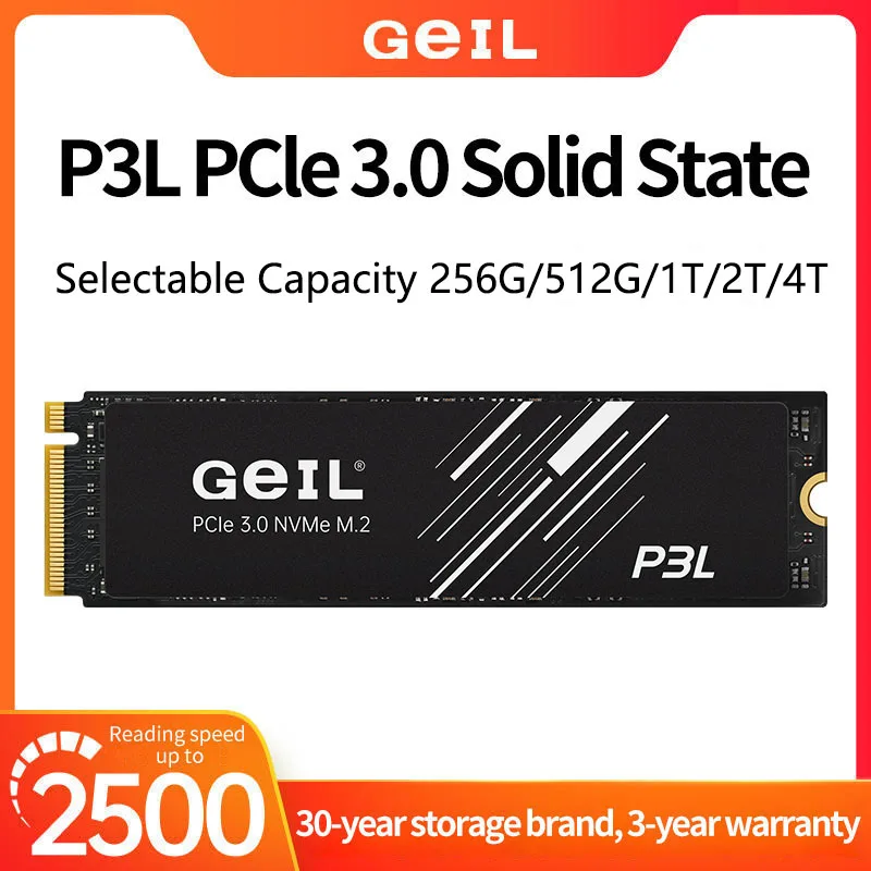 

GeIL P3L M2 SSD 256GB 512gb 1T 2t Internal Solid State Drive M.2 NVME PCIE 3.0 Gen 3.0X4 2280 For Laptop Desktop