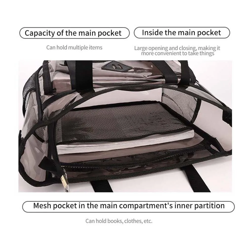 Candy Color Transparent Beach Handbag Large Capacity with Removable Straps Crossbody Jelly Bag Dry-wet Separation PU Leather