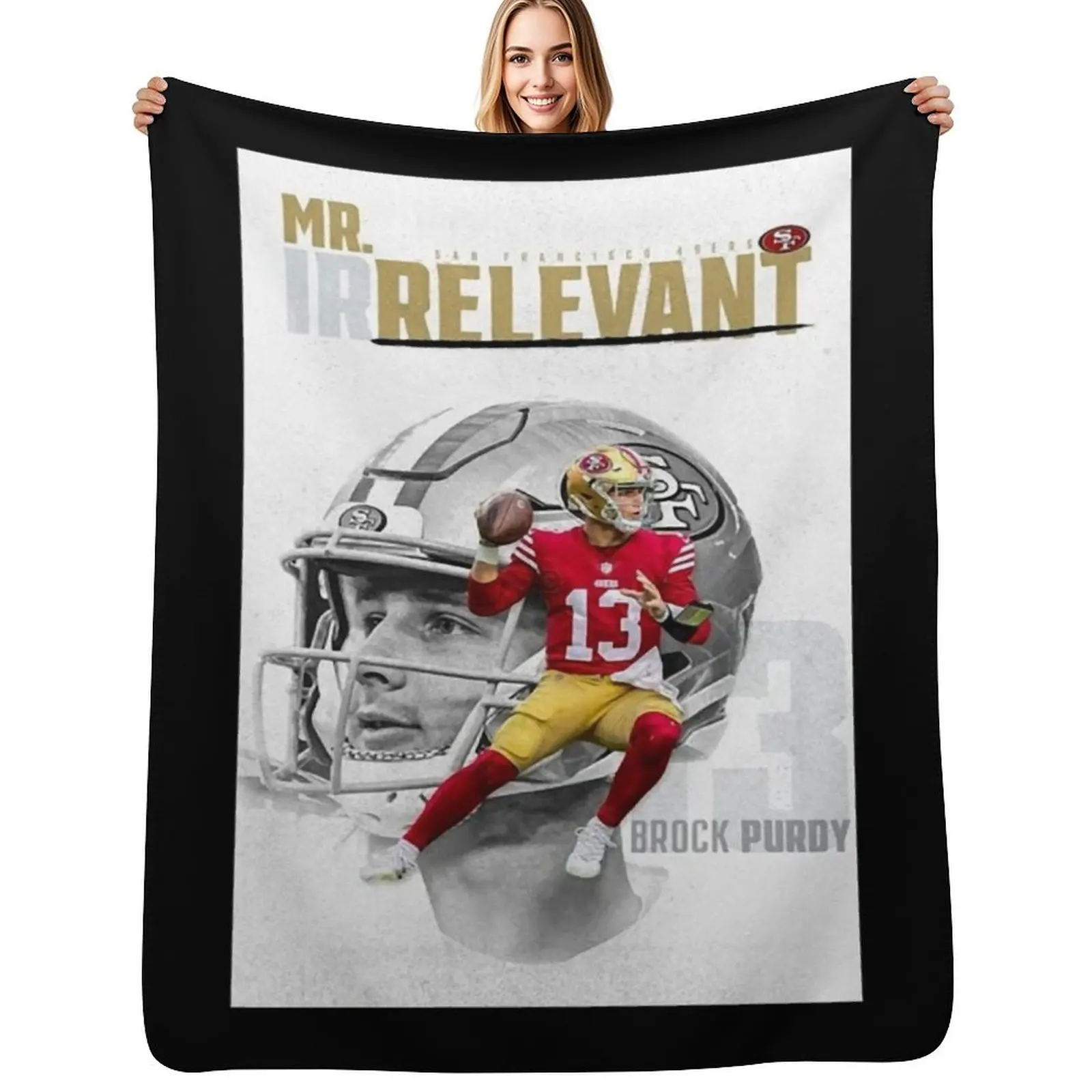 

mr irrelevant brock purdy Throw Blanket Softest for winter Plaid on the sofa Flannel Fabric Blankets