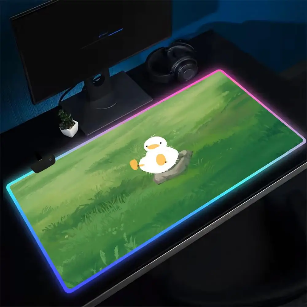 Game Leuke eend Muismat Anime Gaming Muismat LED Tafelpads Backlit Rubber Desktop XXL RGB Bureaumatten