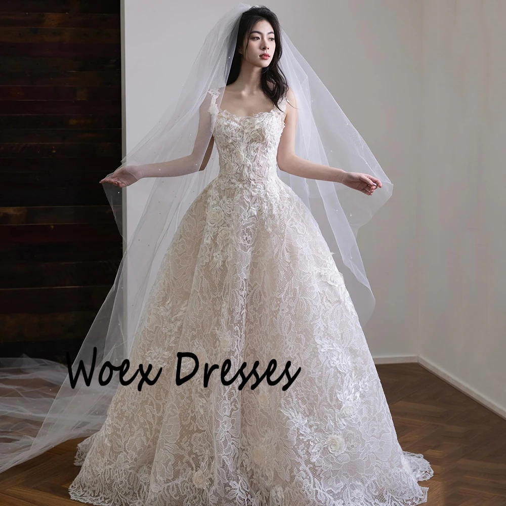 맞춤형 오프숄더 레이스 웨딩드레스 섹시한 백리스 지퍼 A라인 신부 드레스 베이지 아플리케스 플로어 길이 드레스