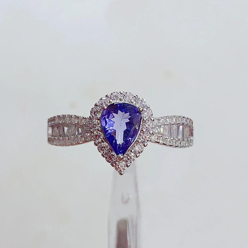 Engagement Ring for Women 5x7mm Natural Tanzanite Ring with Certificate 925 Silver Tanzanite Fine Jewelry with Gold Plating