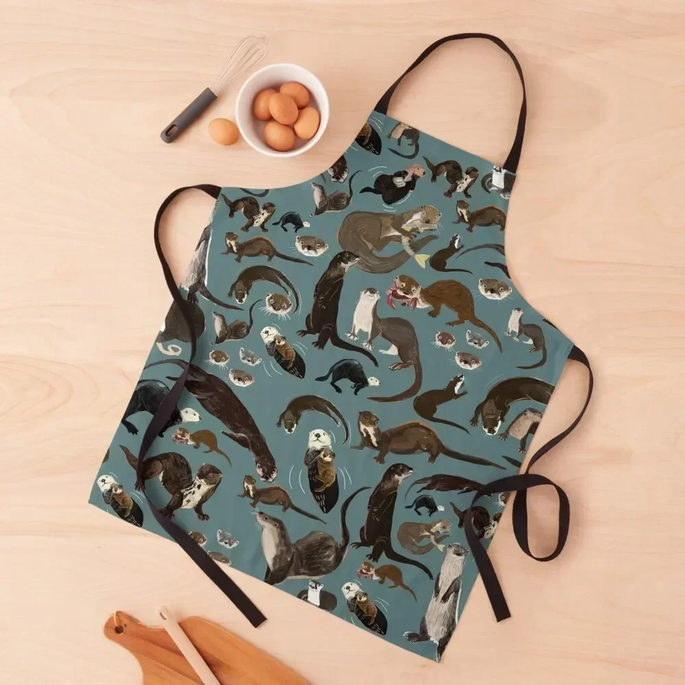 

Sea Otters Apron For Woman Kitchen Items Woman Kitchen Dress Apron