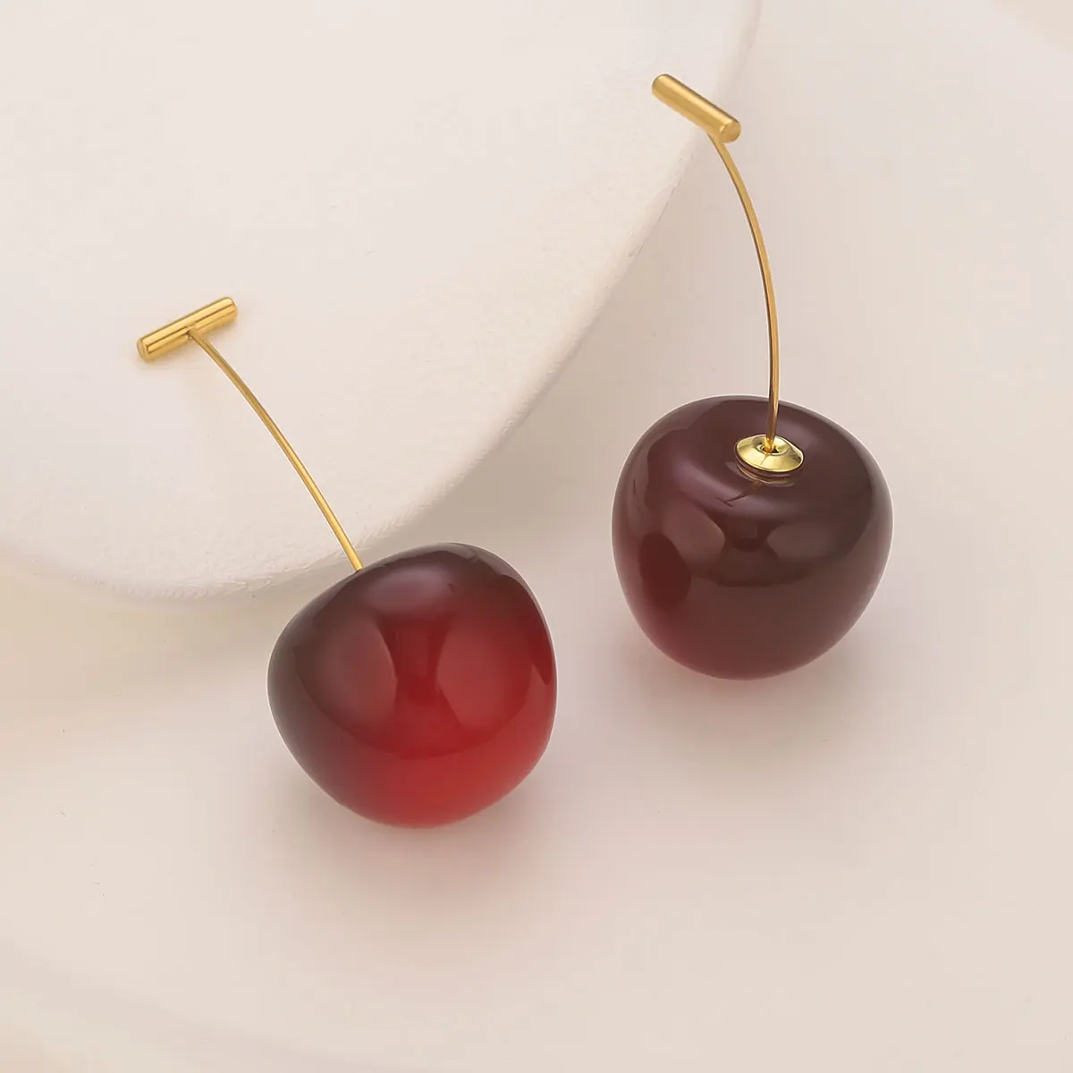 Paar Edelstahl-Burgunder-Kirsch-Ohrringe für Damen, modisch, süß, niedlich, trendig, koreanisch, Party-Dressing, Alltag, Schmuck, Geschenke