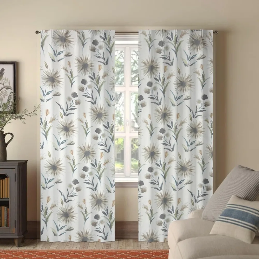 Cortinas opacas con aislamiento térmico con diseño de plisado doble para dormitorios y salas de estar, paneles de oscurecimiento de habitaciones con lazo